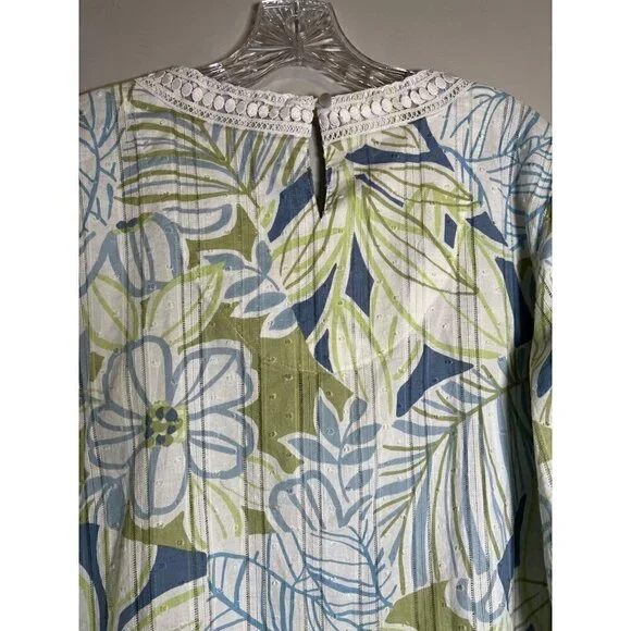 𝅺ALFRED Dunner Women's Top Floral Pattern with Lace Size 14 Petite - Picture 12 of 12
